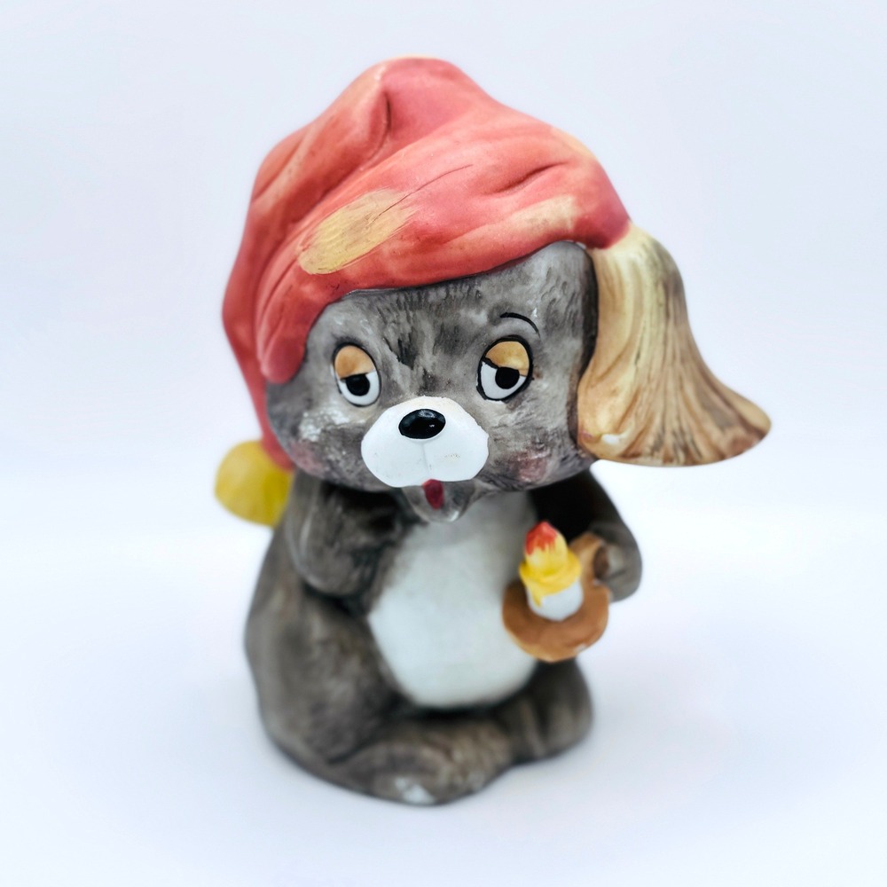 Vintage Ceramic Puppy Night‎ Light Cover ONLY Shelf Sitter Sleepy Dog Figurine